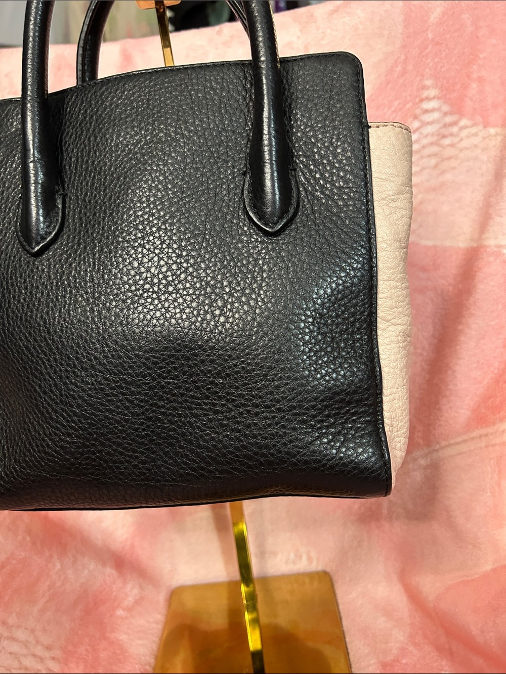 Tory Burch Small Clara Leather Tote in Two Tone Pink and Black Retail $425.00 - Picture 6 of 14
